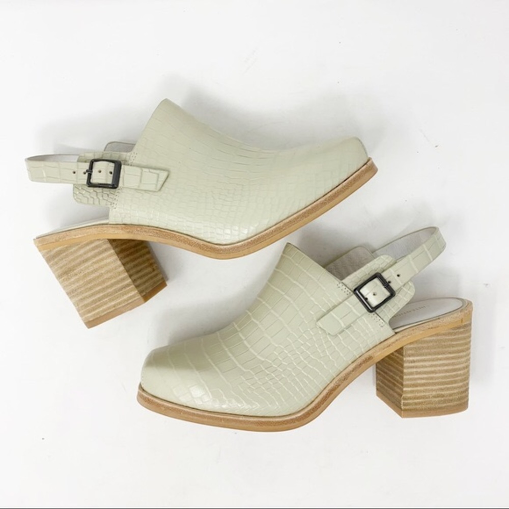 Intentionally Blank Honcho Slingback Mule in Cream Lizard